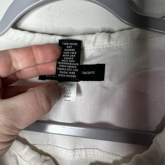 INC Jacket Womens XL White Pink Floral Embroidery Linen Zip Up Casual Bohemian - Picture 5 of 15